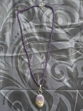 Purple Faceted Amythyst Bead And Chariote Pendant Necklace - Women Jewelry